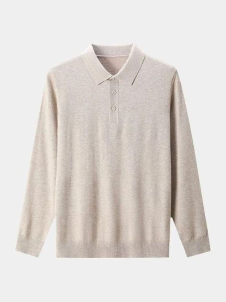 Wool Knit Button Up Polo Pullover - Casa  Laro CASA LARO