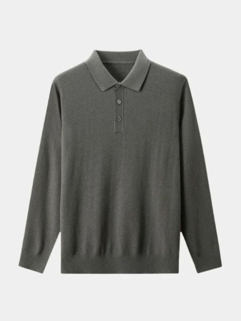 Wool Knit Button Up Polo Pullover - Casa  Laro CASA LARO