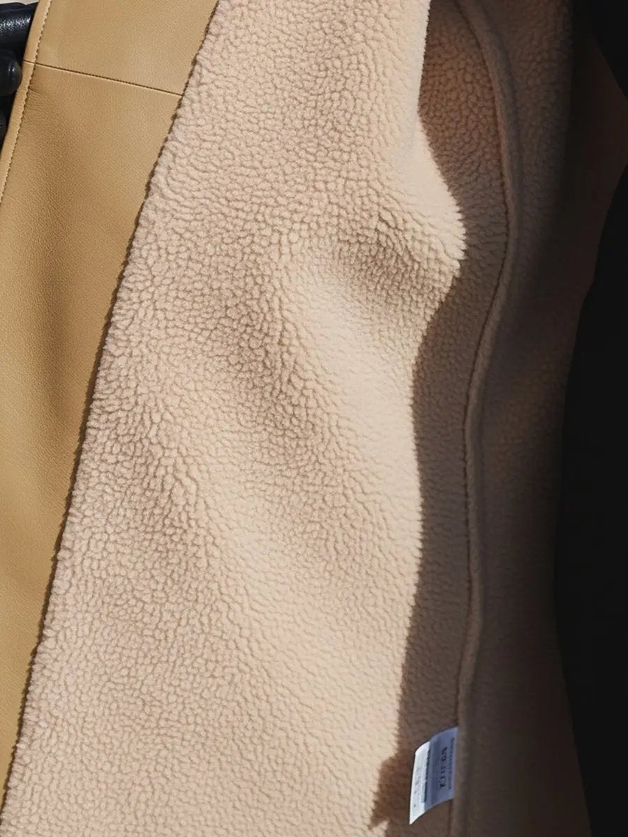 Yellow Faux Leather With Faux Fur Collar - Women's Coat CASA LARO