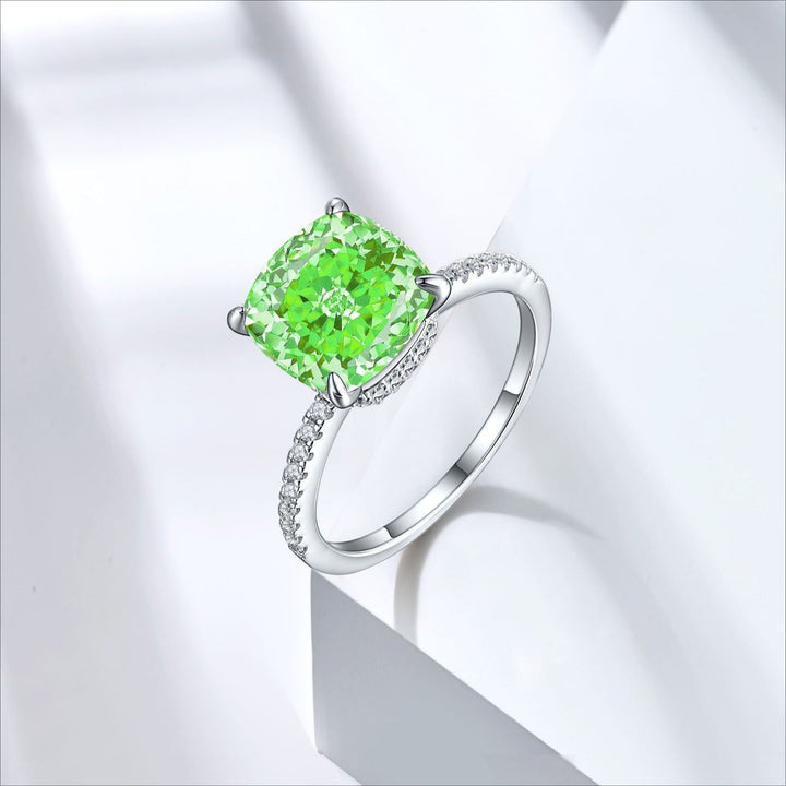 5.0CT Cushion Cut Sterling Silver Engagement Ring with Double Halo(Multi Color Available) shine of diamond