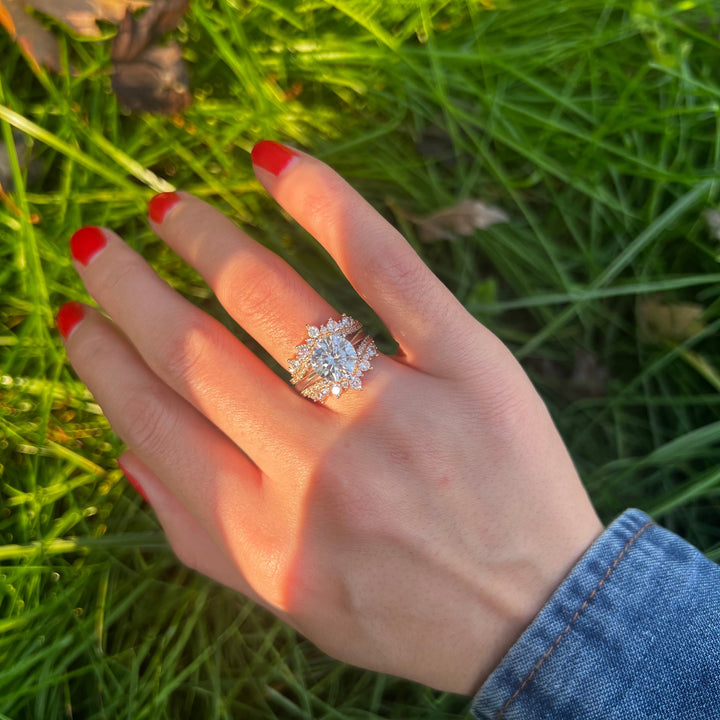 2 Pcs Round Cut Insert Bridal Set In Sterling Silver Shine of Diamond