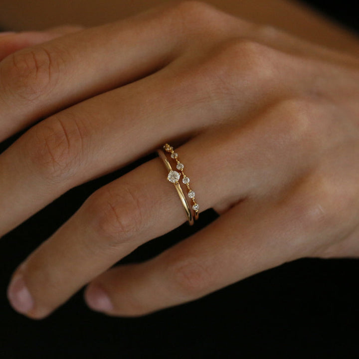 Simple Design Stackable Engagement Band in Sterling Silver for Women Shine of Diamond