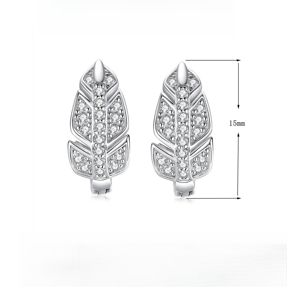 Leaf Design Moissanite Earrings in Sterling Silver Shine of Diamond