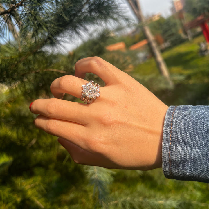 Vintage Hidden Halo Cushion Cut Insert Wedding Ring Set In Sterling Silver Shine of Diamond