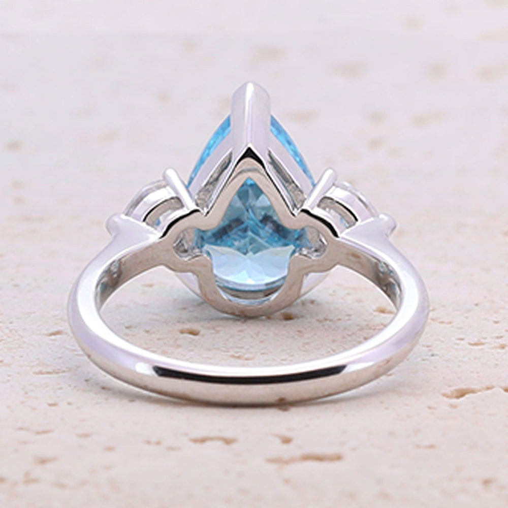 4.0ct Pear Cut Blue Gemstone Engagement Ring shine of diamond