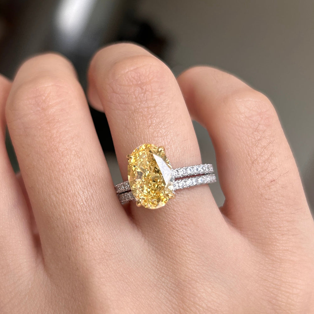 2 Pcs Stunning Yellow Oval Cut Sterling Silver Bridal Set For Women Carly Jewelry