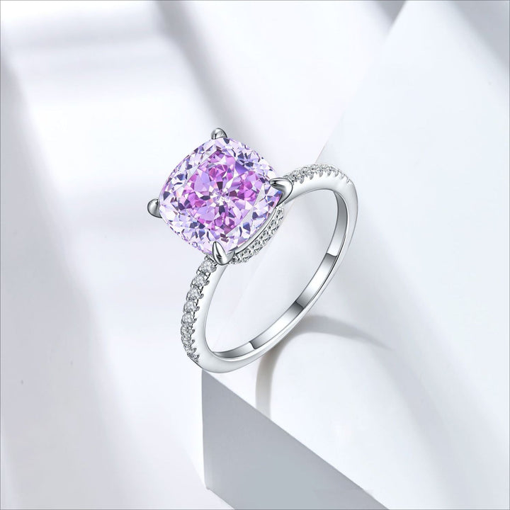 5.0CT Cushion Cut Sterling Silver Engagement Ring with Double Halo(Multi Color Available) shine of diamond