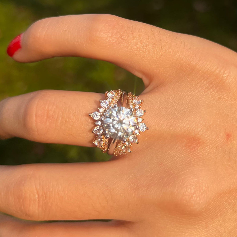 2 Pcs Round Cut Insert Bridal Set In Sterling Silver Shine of Diamond