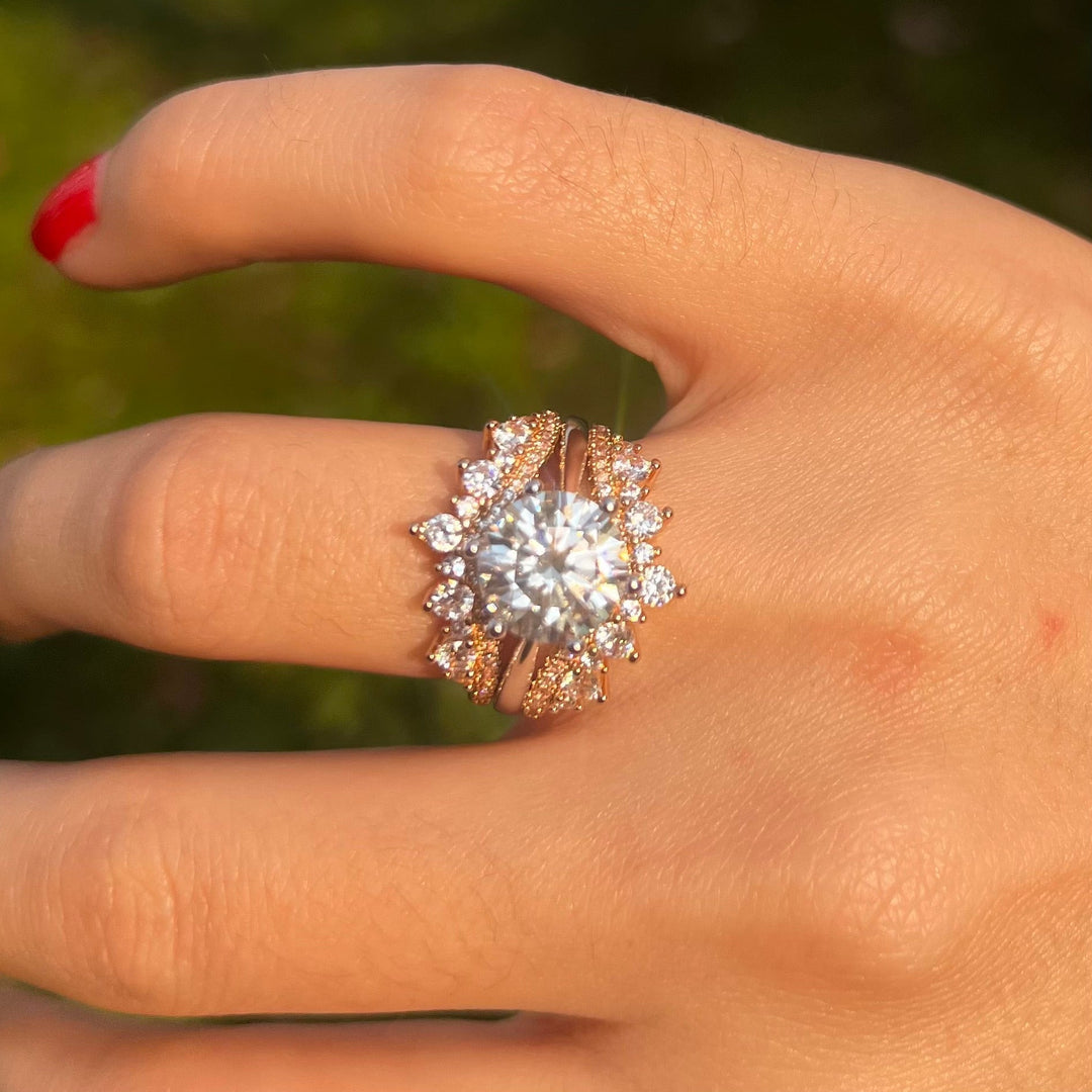 2 Pcs Round Cut Insert Bridal Set In Sterling Silver Shine of Diamond