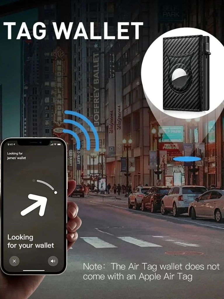 Carbon Fiber Wallet with Air Tag Holder RFID Blocking - Casa  Laro CASA LARO