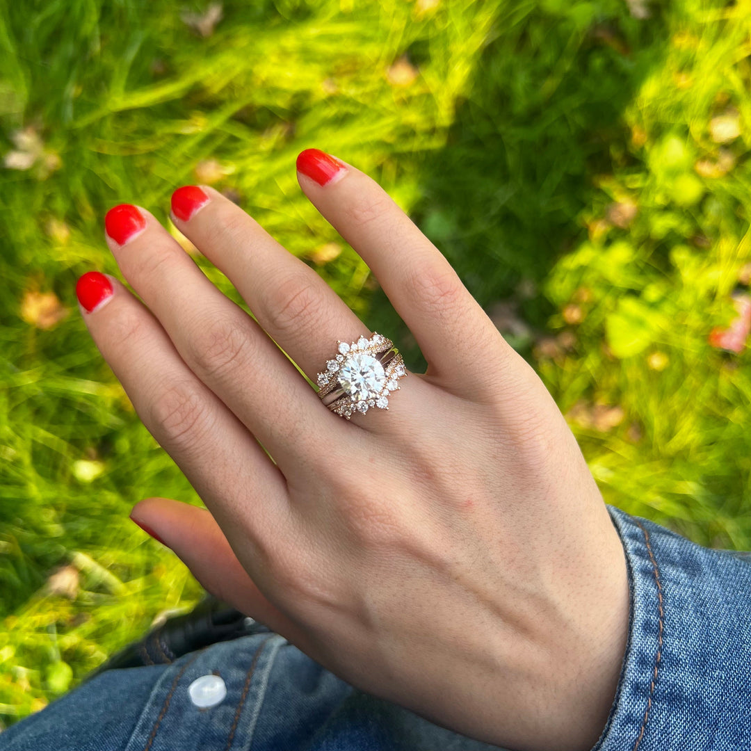 2 Pcs Round Cut Insert Bridal Set In Sterling Silver Shine of Diamond