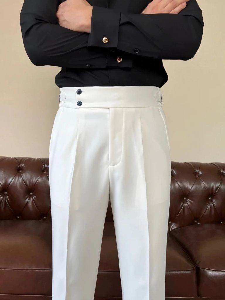 Classic Italy Sidetab Elastic Trousers - Casa  Laro CASA LARO