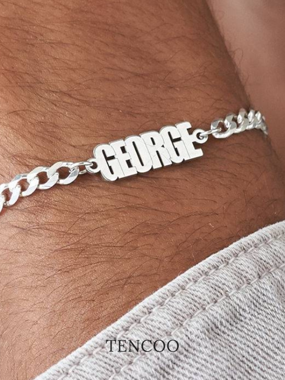Custom Name Cuban Chain Bracelet for Men Shineofidamond