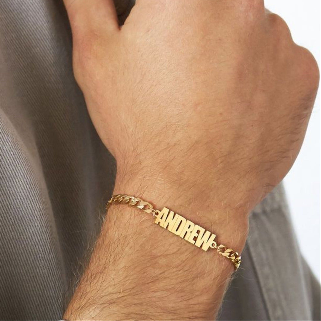 Custom Name Cuban Chain Bracelet for Men Shineofidamond