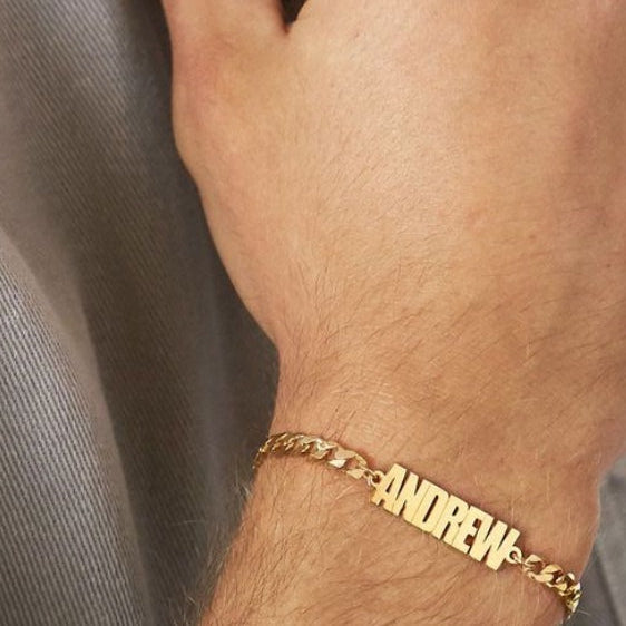 Custom Name Cuban Chain Bracelet for Men Shineofidamond