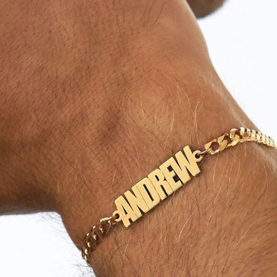Custom Name Cuban Chain Bracelet for Men Shineofidamond