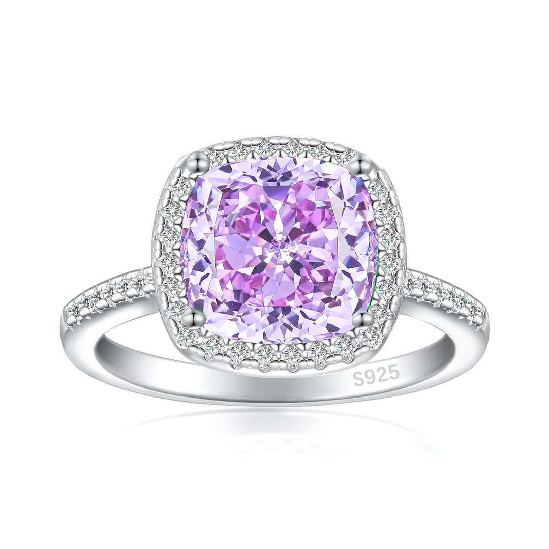 3.5ct Cushion Cut Halo Multi Color Sterling Silver Engagement Ring shine of diamond