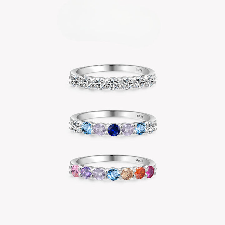 Round Cut Multi-color Sterling Silver Band Carly Jewelry