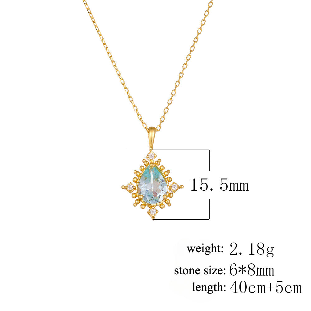 Luxury Pear Shape Topaz Pendant Neckalce Shine of Diamond
