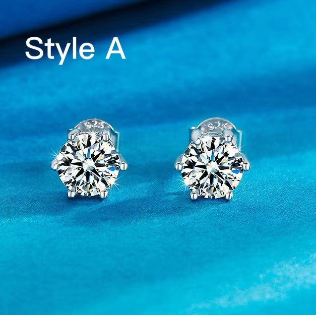 Exquisite Moissanite Stud Earrings In Sterling Silver shine of diamond