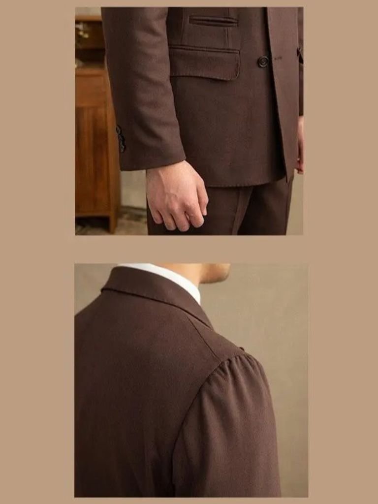 Dark Brown Garbadine Suit - Casa  Laro CASA LARO