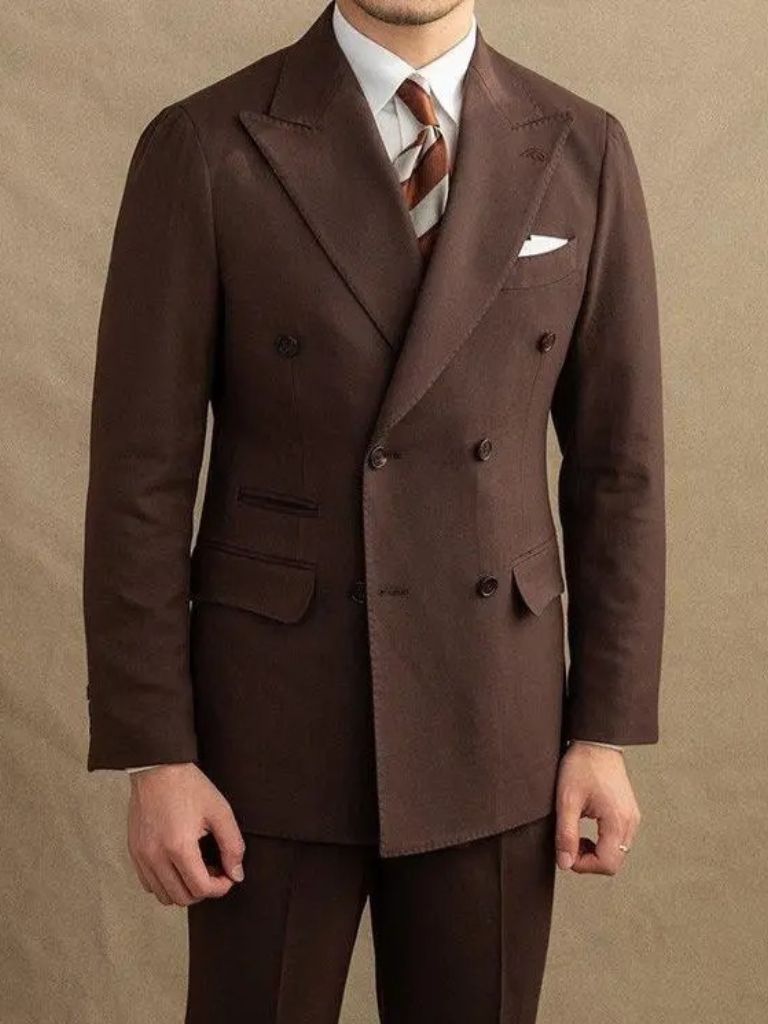 Dark Brown Garbadine Suit - Casa  Laro CASA LARO