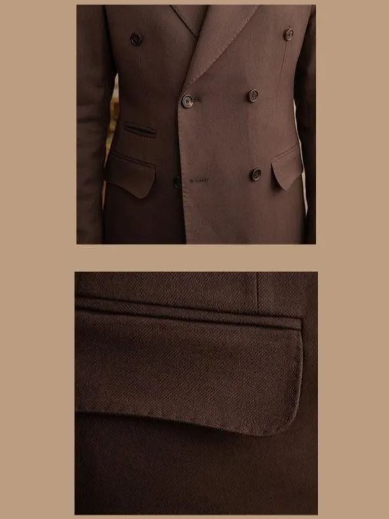 Dark Brown Garbadine Suit - Casa  Laro CASA LARO