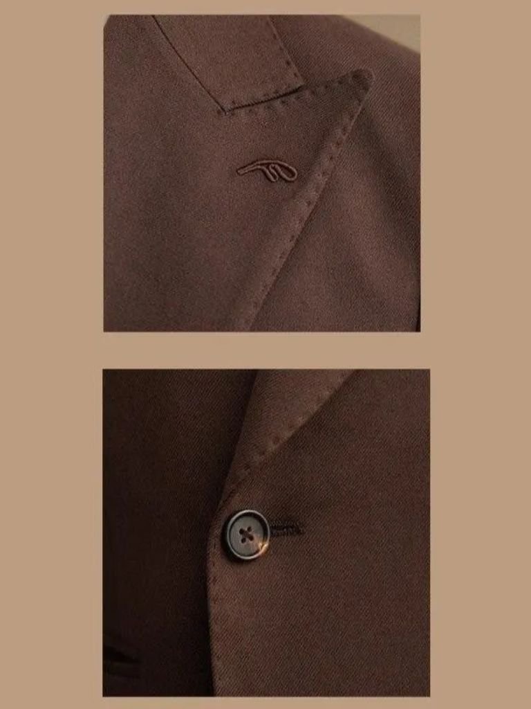 Dark Brown Garbadine Suit - Casa  Laro CASA LARO