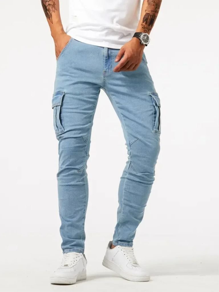 Denim Jeans Cargo Trousers - Casa  Laro CASA LARO
