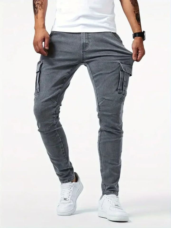 Denim Jeans Cargo Trousers - Casa  Laro CASA LARO