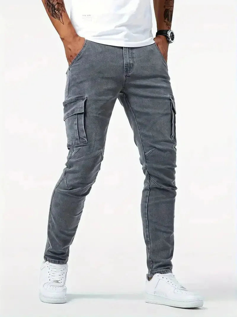 Denim Jeans Cargo Trousers - Casa  Laro CASA LARO