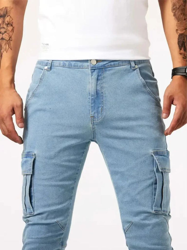 Denim Jeans Cargo Trousers - Casa  Laro CASA LARO