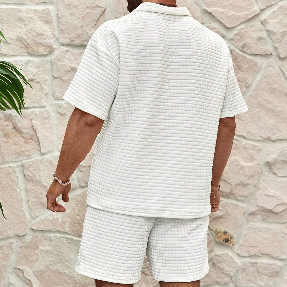 Waffle Knit Loungewear - Two-Piece Set