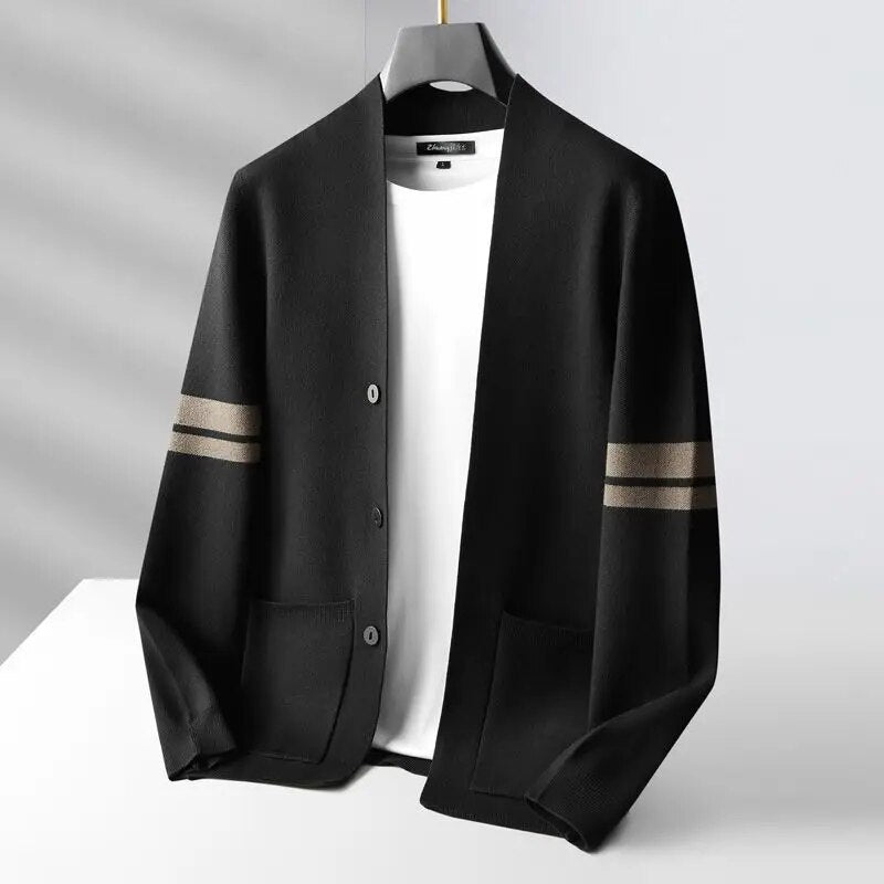 Striped Knit Open Front - Cardigan