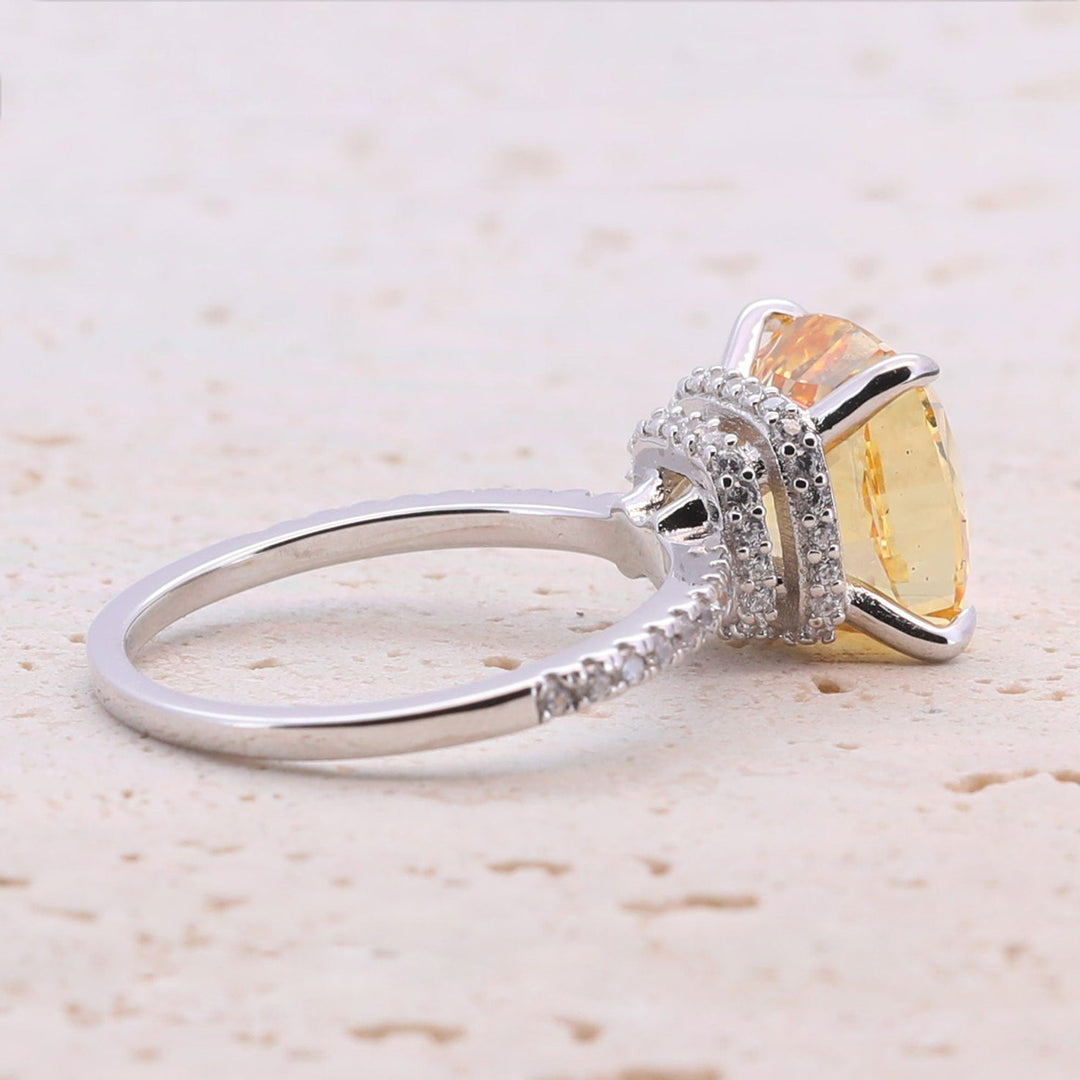 5.0CT Cushion Cut Sterling Silver Engagement Ring with Double Halo(Multi Color Available) shine of diamond