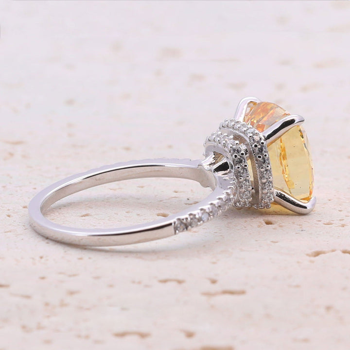 5.0CT Cushion Cut Sterling Silver Engagement Ring with Double Halo(Multi Color Available) shine of diamond