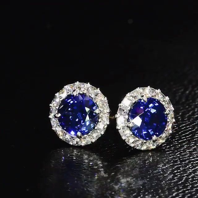 Vintage Blue Halo Sterling Silver Earrings Shineofdiamond