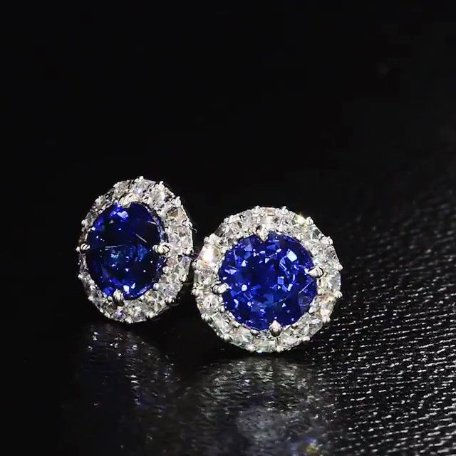 Vintage Blue Halo Sterling Silver Earrings Shineofdiamond