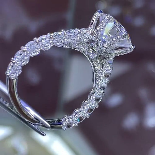 3.0 Ct Round Cut Engagement Ring In Sterling Silver Shineofdiamond