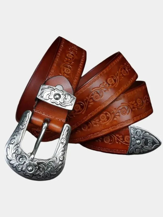 Elegant Western Leather Belt - Casa  Laro CASA LARO