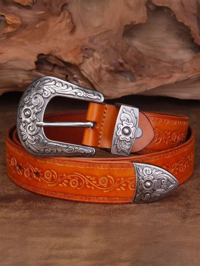 Elegant Western Leather Belt - Casa  Laro CASA LARO