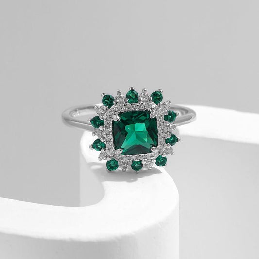 Beautiful Halo Cushion Cut Engagement Ring in Sterling Silver Shineofidamond