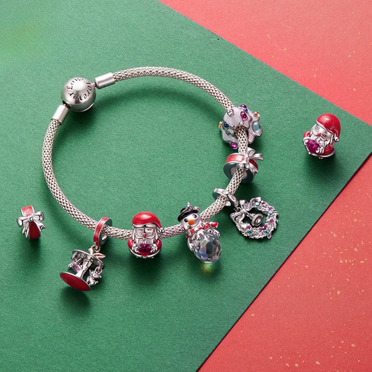 Christmas Themed 925 Sterling Silver Charms for Bracelets & Necklace Shine of Diamond