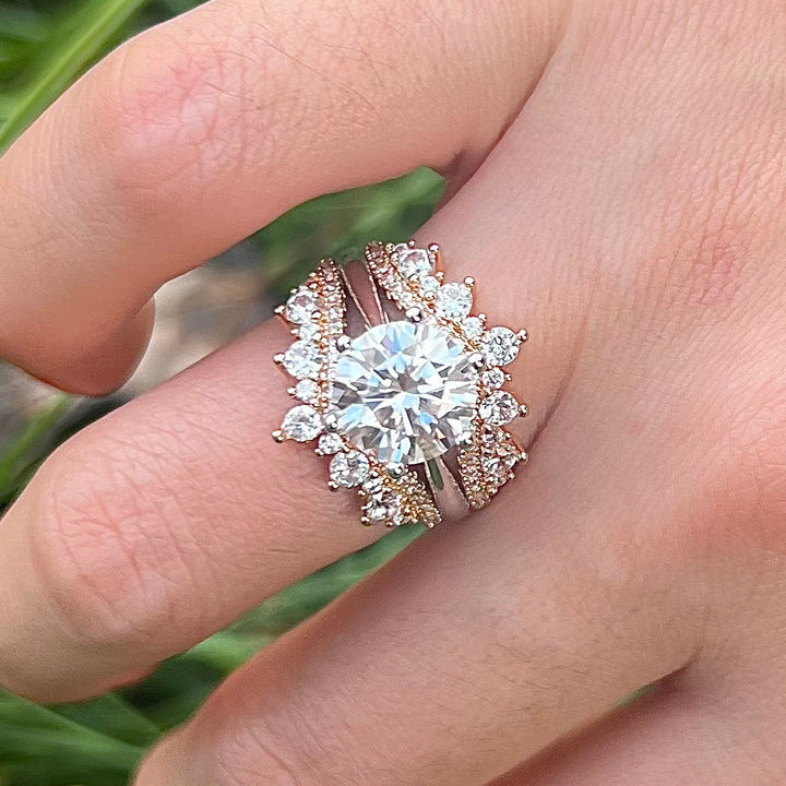 2 Pcs Round Cut Insert Bridal Set In Sterling Silver Shine of Diamond