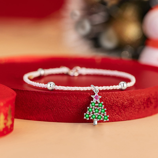 Christmas Tree 925 Sterling Silver Bracelet Shine of Diamond