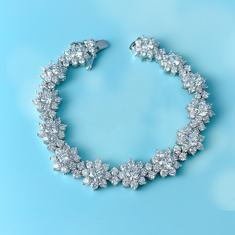 Luxurious Sunflower Design Bracelet in Sterling Silver Shineofdiamond