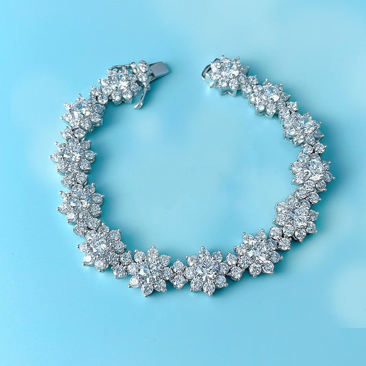 Luxurious Sunflower Design Bracelet in Sterling Silver Shineofdiamond