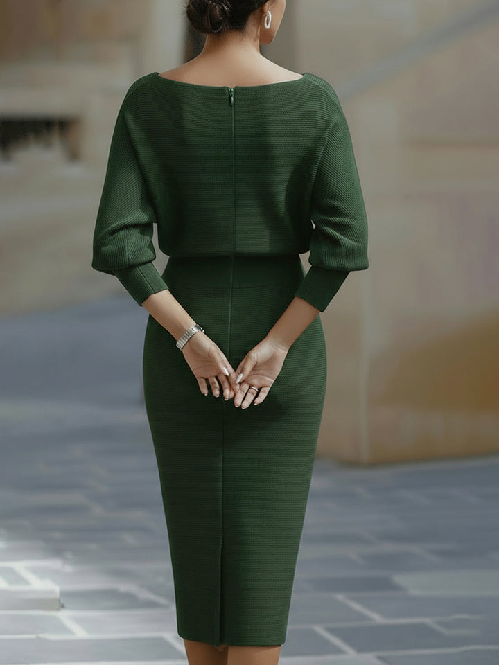 White Draped Batwing Midi Dress XYS