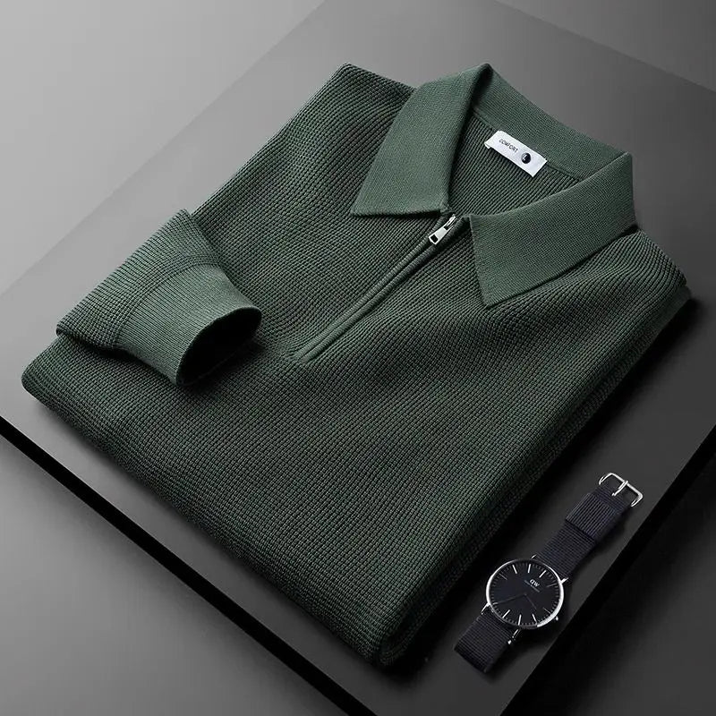 Textured Zip - Polo Shirt