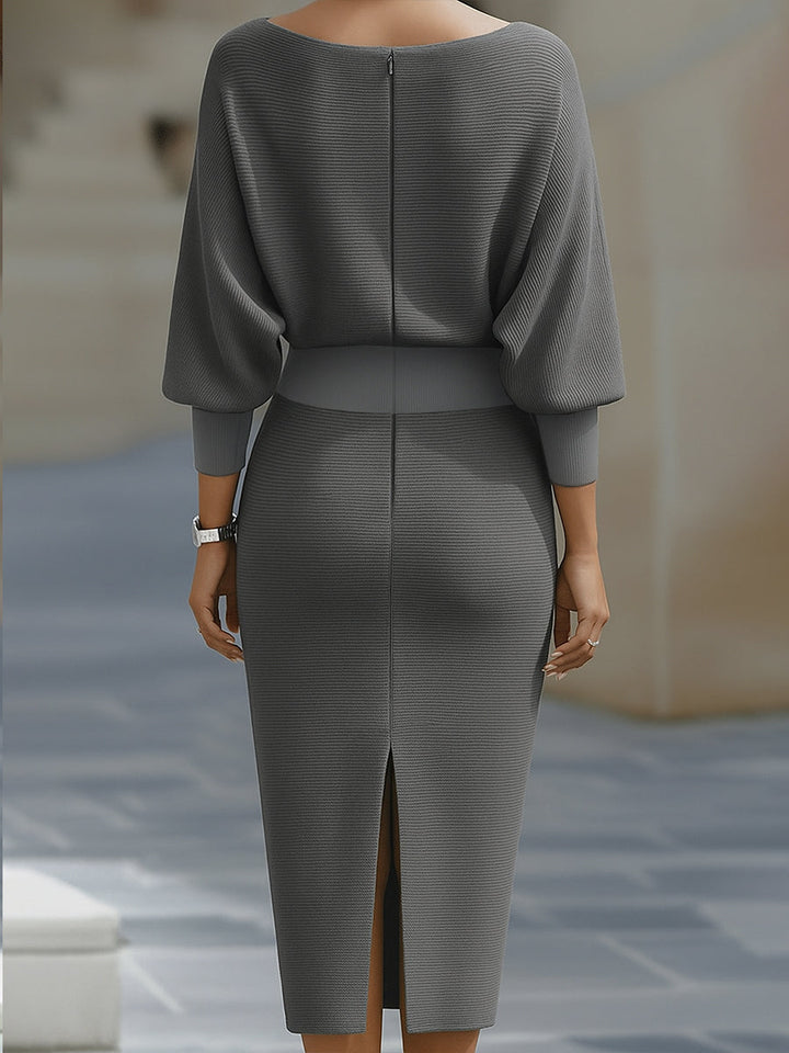 White Draped Batwing Midi Dress XYS